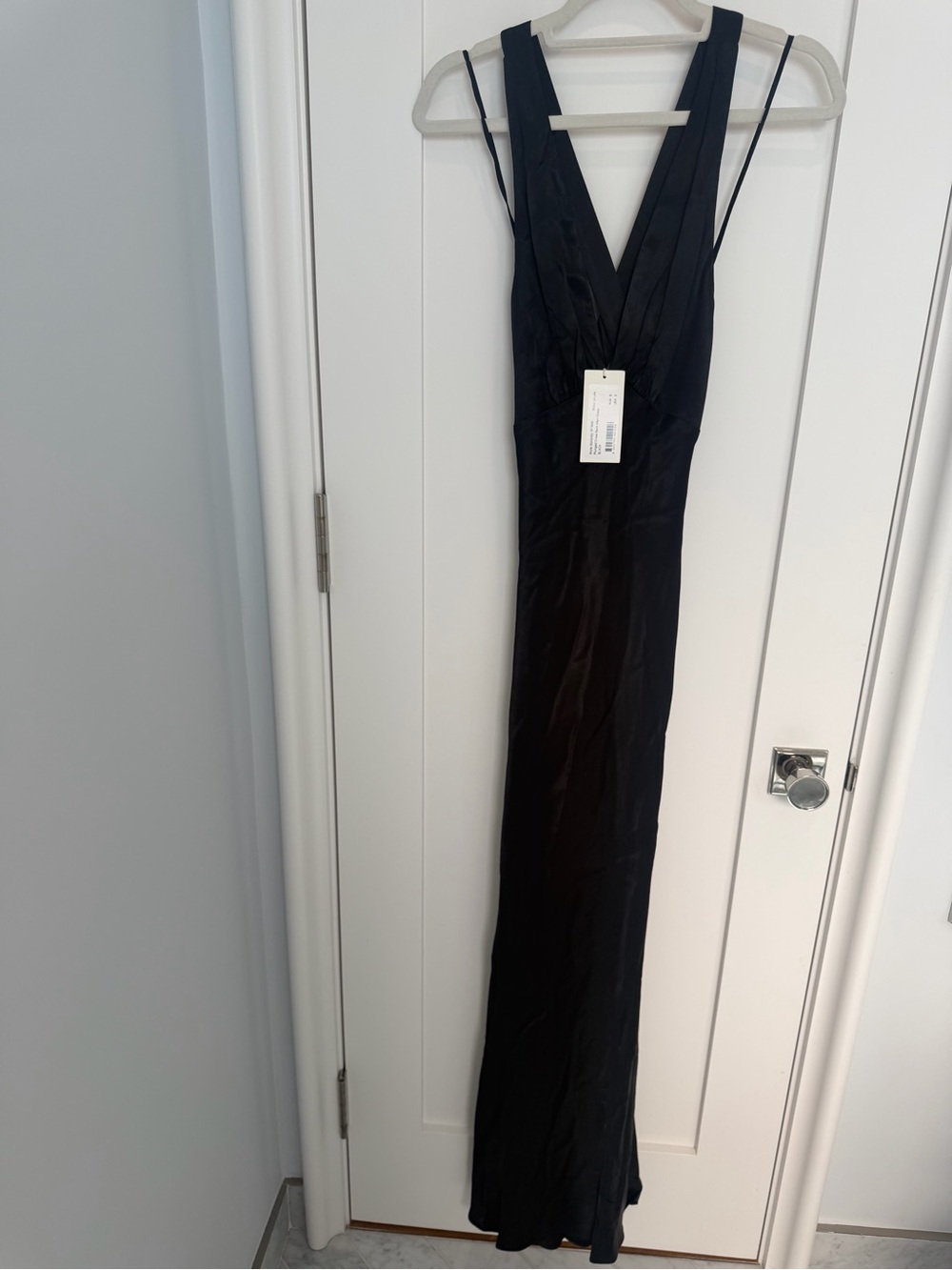 Shona Joy La Lune Plunged Cross Back Maxi Dress NWT Size 2 Black